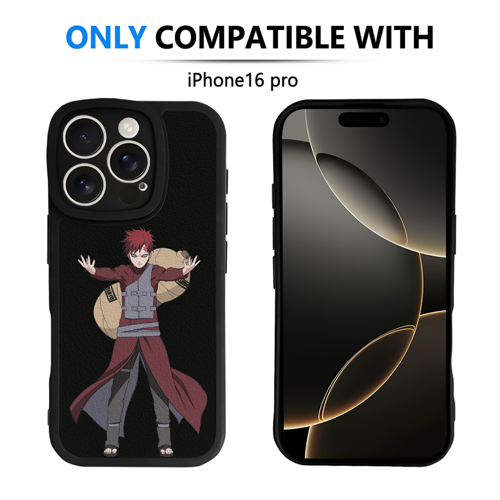 （画像用） NARUTO -ナルト- ガアラ Gaara 【iPhone 16シリーズ対応】シリコンスマホケース（レザー調） 材質：シリコン